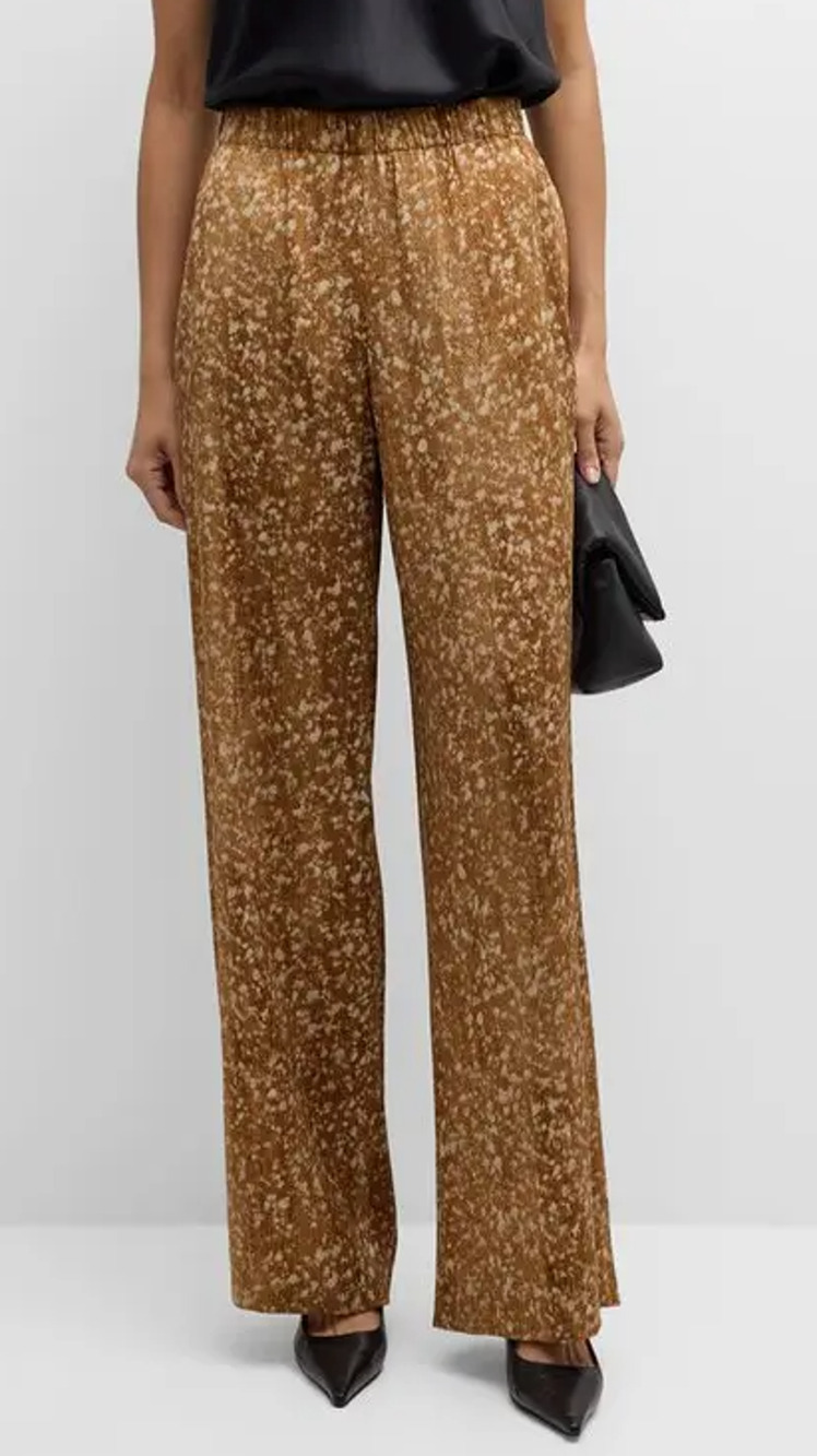 Lafayette 148 New York Brown Speckled Wide-Leg Pants